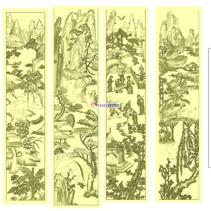 GJ172几毛钱_古建扫描山水人物扫描精雕图灰度挂件图库