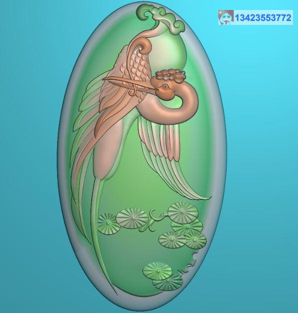 动物鸟专区 鹤挂件带线精雕图 