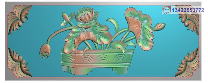 石雕荷花栏板001