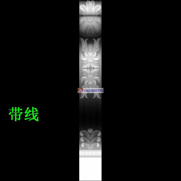 C607罗马柱头花精雕图欧式柱头花灰度图柱头贴花柱头洋花精雕图