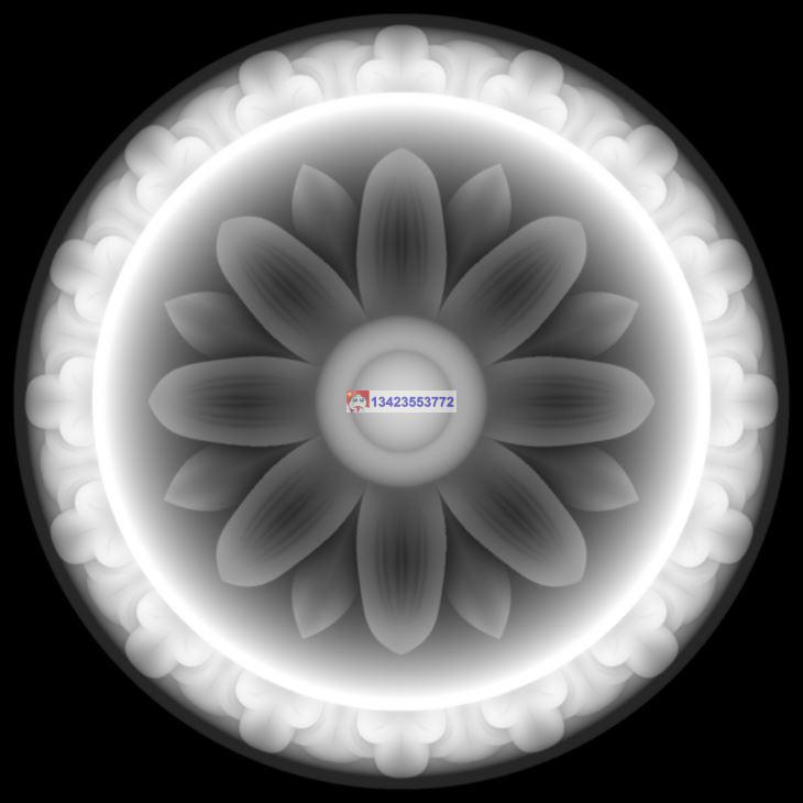 L084洋花精雕图圆形系列中式雕花灰度图jdp格式bmp浮雕图电脑雕刻图