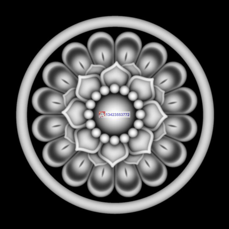 L091洋花精雕图圆形系列中式雕花灰度图jdp格式bmp浮雕图电脑雕刻图