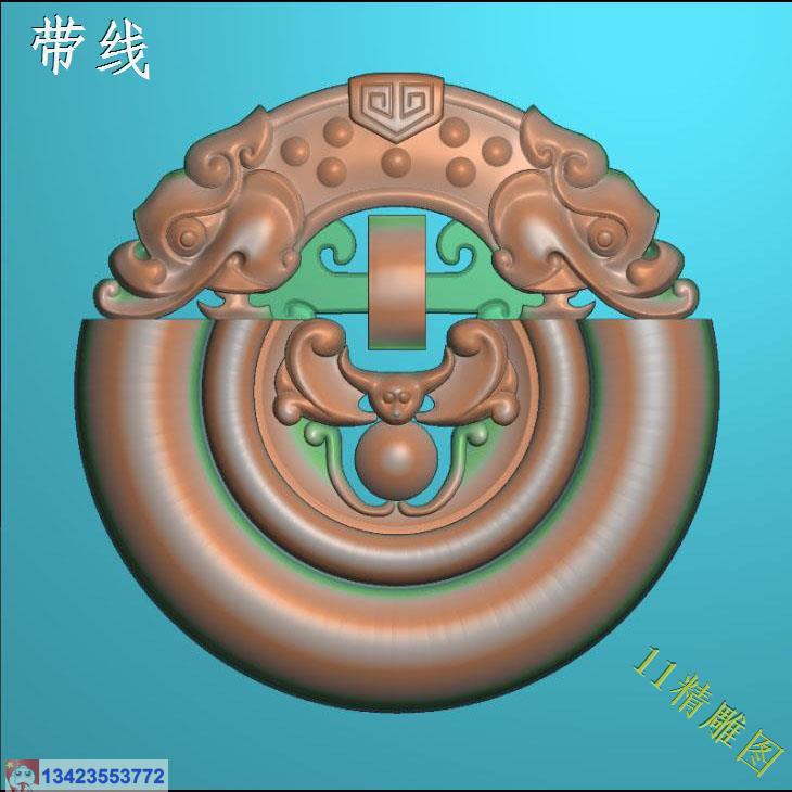 圆牌镂空蝙蝠  带线精雕图 