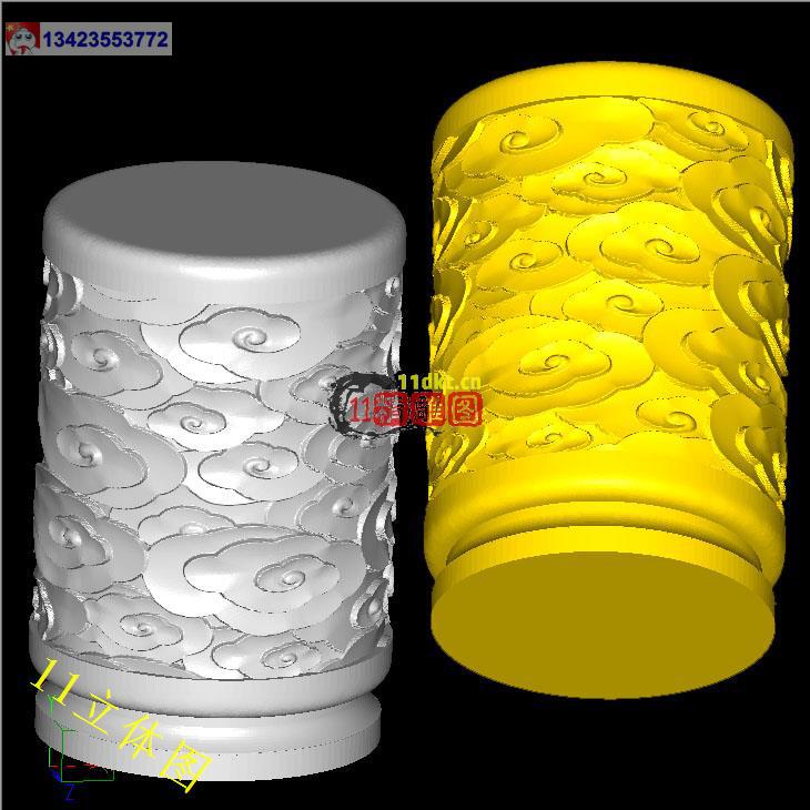 STL格式祥云立体圆雕图 