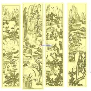 GJ172几毛钱_古建扫描山水人物扫描精雕图灰度挂件图库